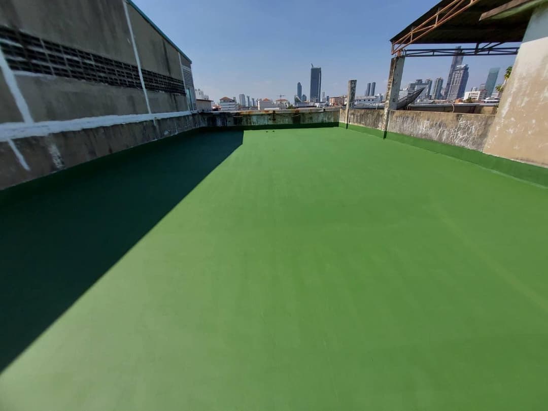 งานนซึมดาดฟ้า ด้วย PU Waterproofing @สถานที่