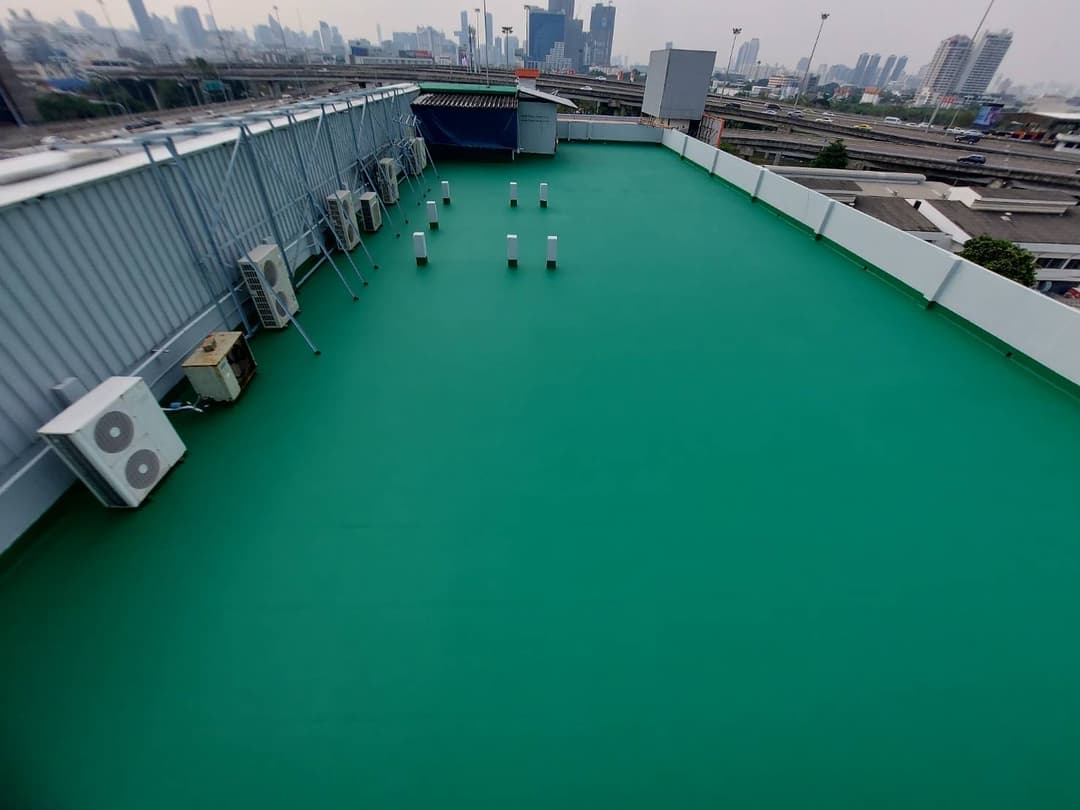 งานนซึมดาดฟ้า ด้วย PU Waterproofing @สถานที่