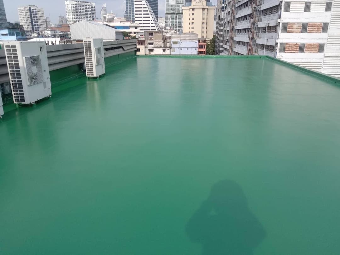 งานนซึมดาดฟ้า ด้วย PU Waterproofing @สถานที่