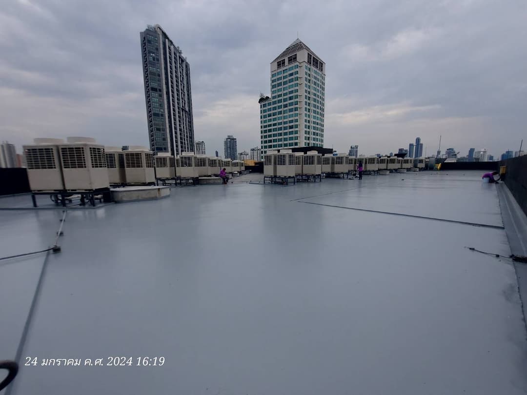 งานนซึมดาดฟ้า ด้วย PU Waterproofing @สุขุมวิท 69 ตึกวู้ดดี้