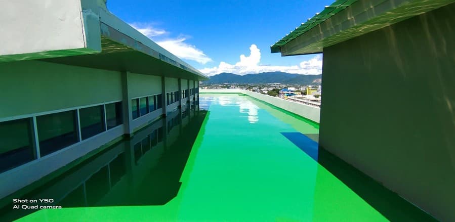 งานนซึมดาดฟ้า ด้วย PU Waterproofing @มหาลัยบูรพา