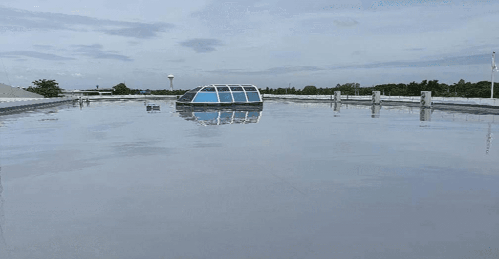 งานนซึมดาดฟ้า ด้วย PU Waterproofing @บริษัทโอลิค