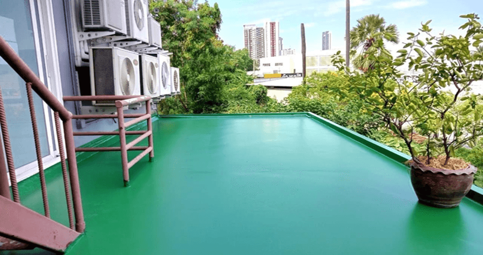 งานนซึมดาดฟ้า ด้วย PU Waterproofing @สถานที่