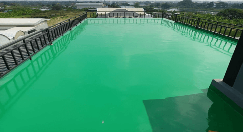 งานนซึมดาดฟ้า ด้วย PU Waterproofing@สถานที่