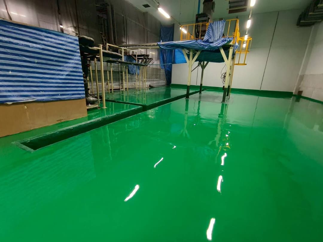 งานพื้น Epoxy self leveling  @ ซัมไฮเทค นวนคร