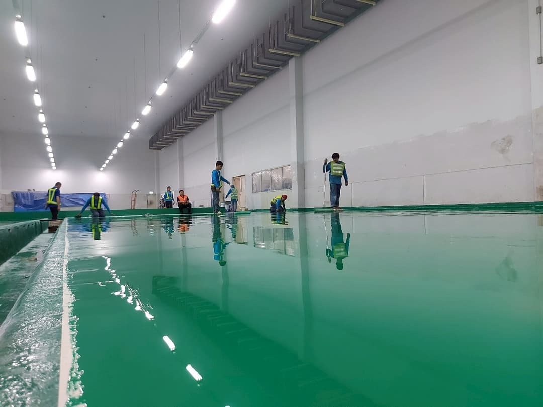 งานพื้น Epoxy self leveling  @ ซัมไฮเทค นวนคร